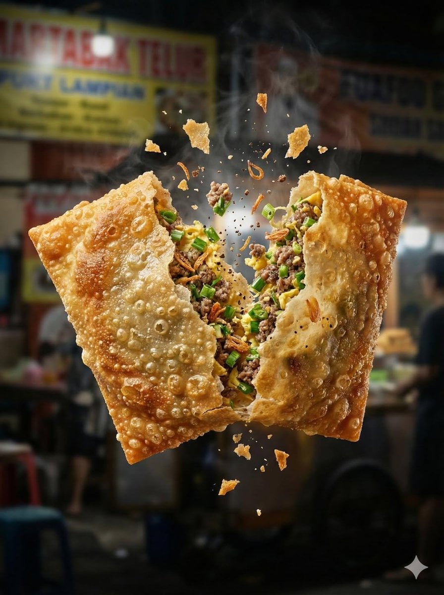 Macro Food Photography Of A Crispy Martabak Food Nano Banana Prompt AI image prompt example 4