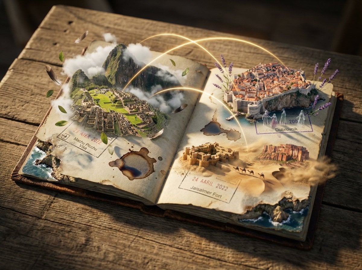 Epic 3d Scene A Weathered Passport 3D Illustration Nano Banana Prompt AI image prompt example 4