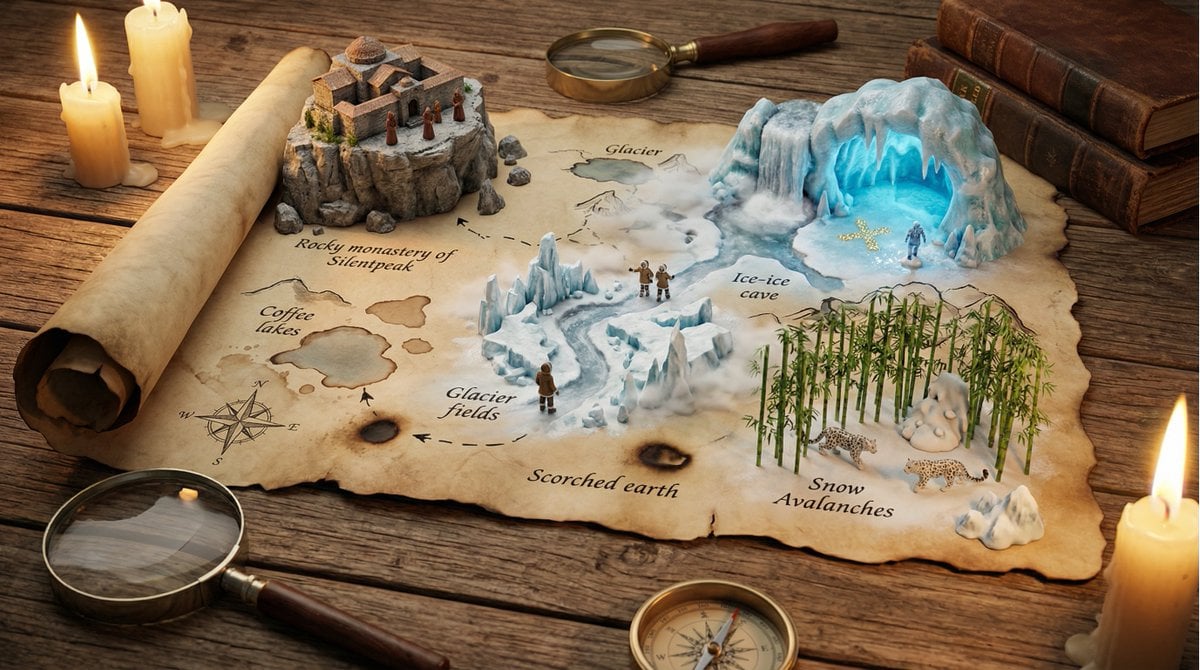 A Hand Drawn Treasure Map On Aged 3D Illustration Nano Banana Prompt AI image prompt example 4