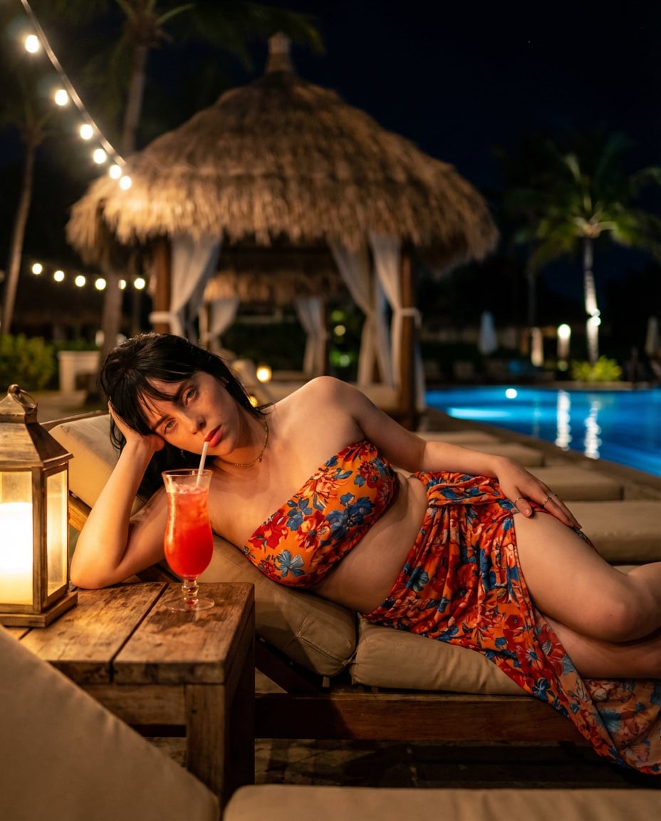 Prompt A Woman Relaxing Poolside At A Photography Nano Banana Prompt AI image prompt example 4
