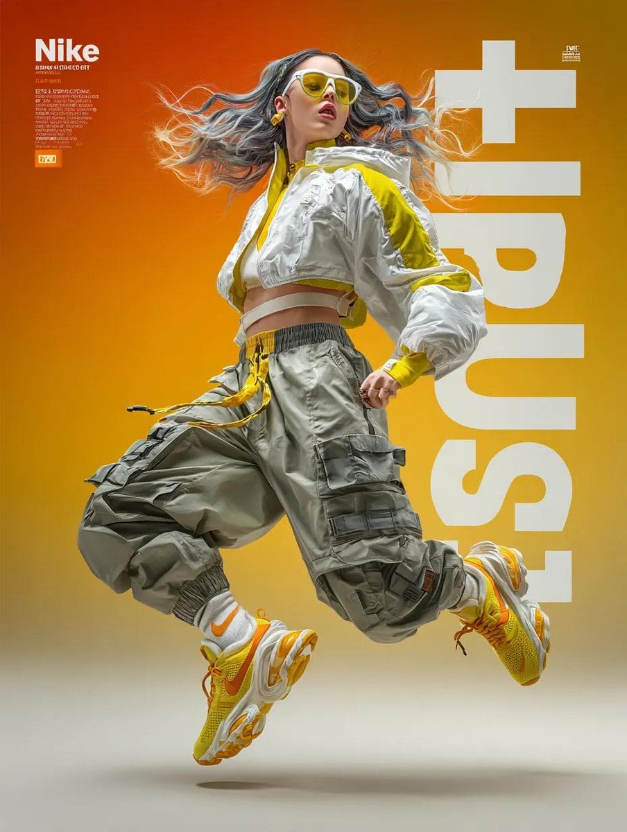 A Dynamic Fashion Advertisement For Nike Poster Nano Banana Prompt AI image prompt example 2
