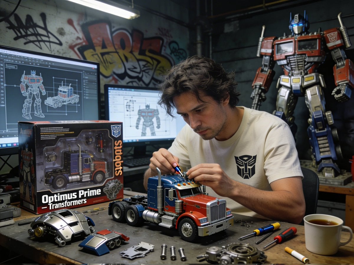 Title Optimus Prime Toy Assembly Photography Nano Banana Prompt AI image prompt example 2