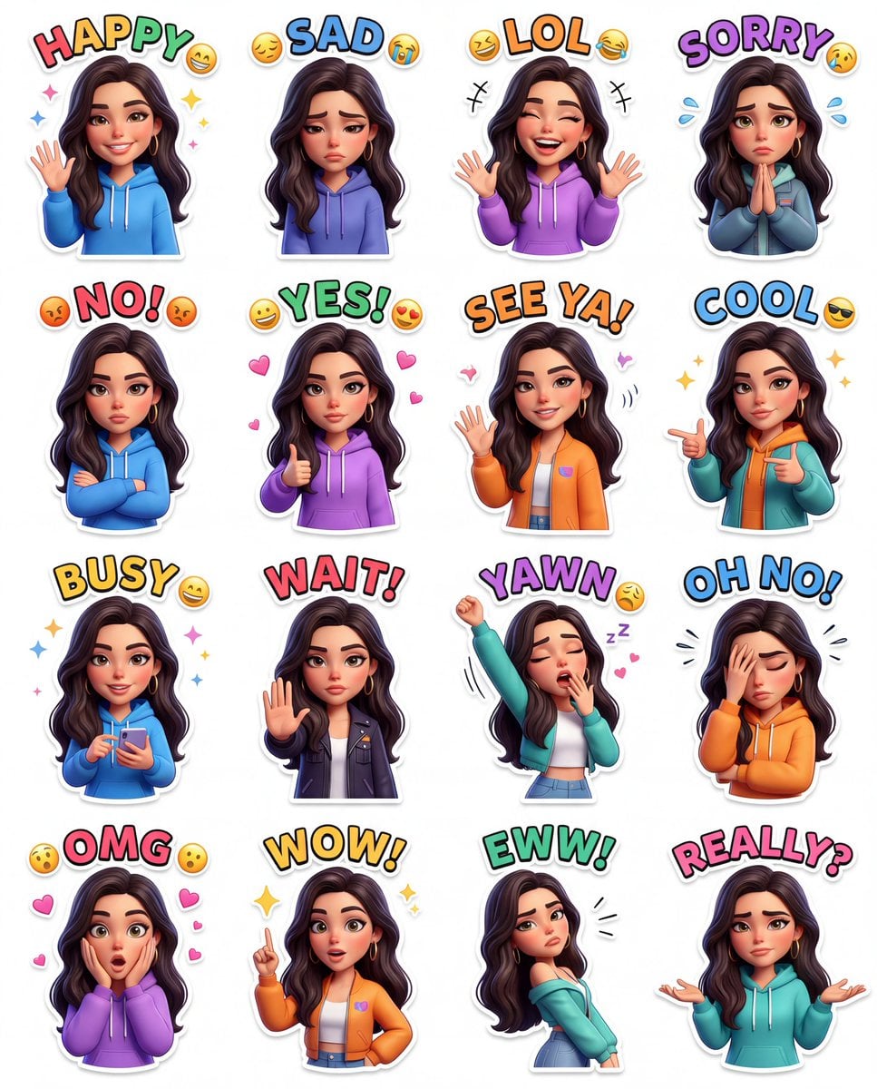 Task Premium Animated Sticker Pack 3D Illustration Nano Banana Prompt AI image prompt example 2