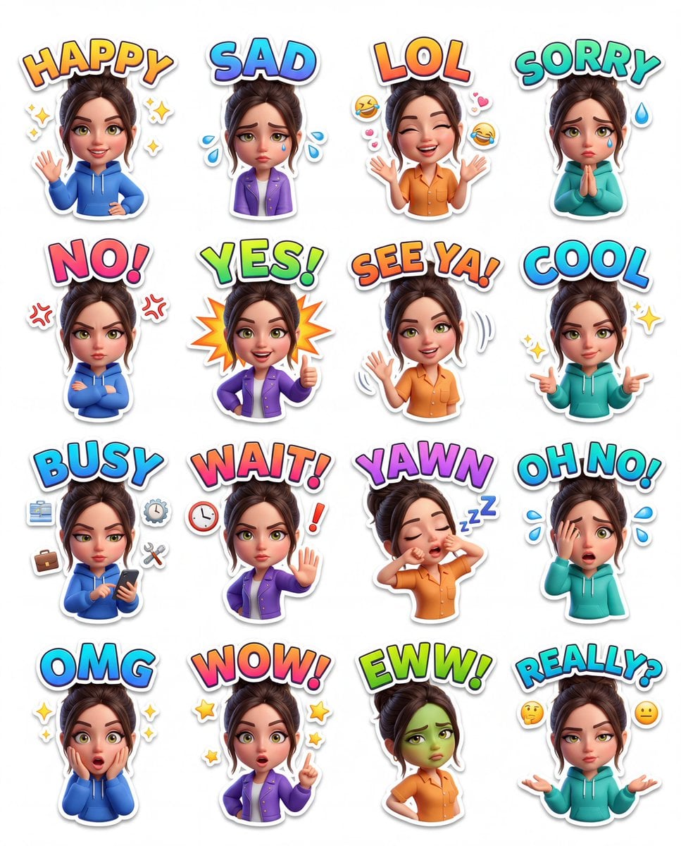 Task Premium Animated Sticker Pack 3D Illustration Nano Banana Prompt AI image prompt example 4