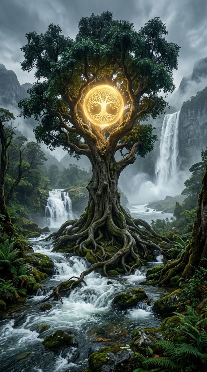 A Majestic Ancient Gnarled Tree 3D Illustration Nano Banana Prompt AI image prompt example 2