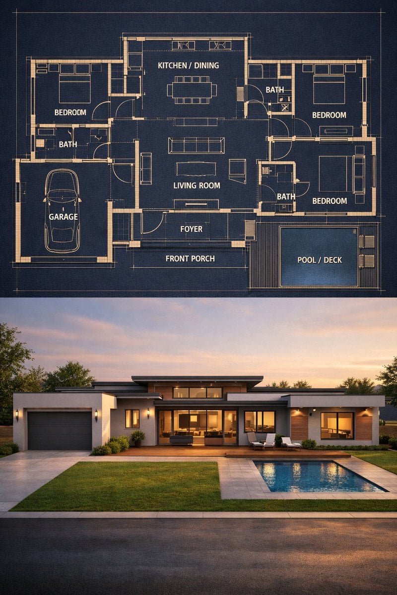 Objective Create A Split Architectural UI Graphic Nano Banana Prompt AI image prompt example 2