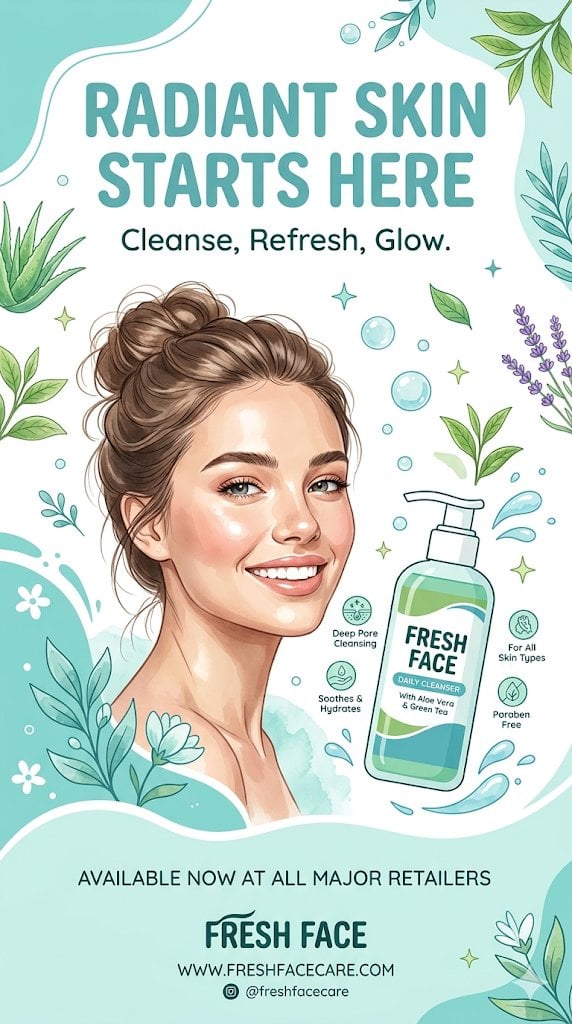A Clean Refreshing Vertical Advertising Poster GPT Image 2 Prompt AI image prompt example 2